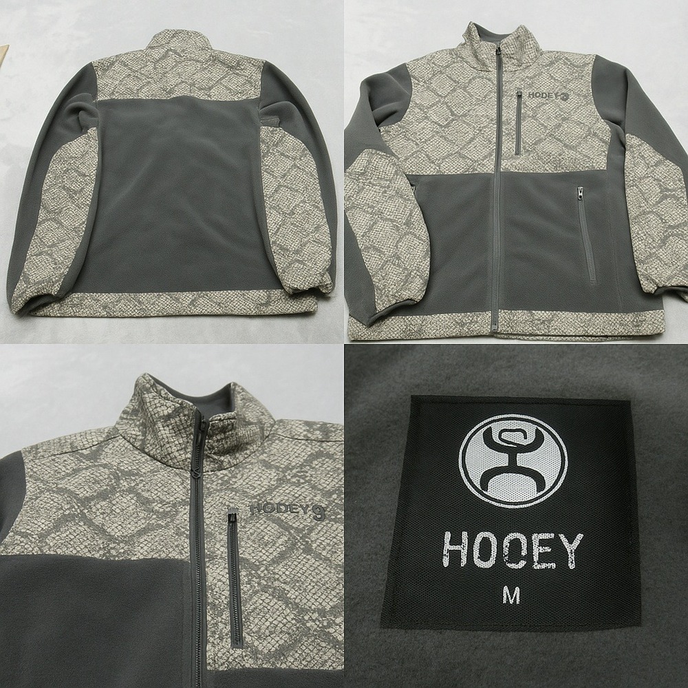 Hooey Jacket Men Medium Gray Snakeskin Print Pockets Fleece FullZip Southwestern
